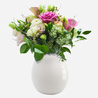 Morning Grace - Hand tied collection of pink and white flower delivered in a vase.
